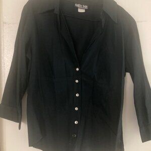 Womens Gently Used Street Code 3/4 sleeve rhinestone button down Large (Small)